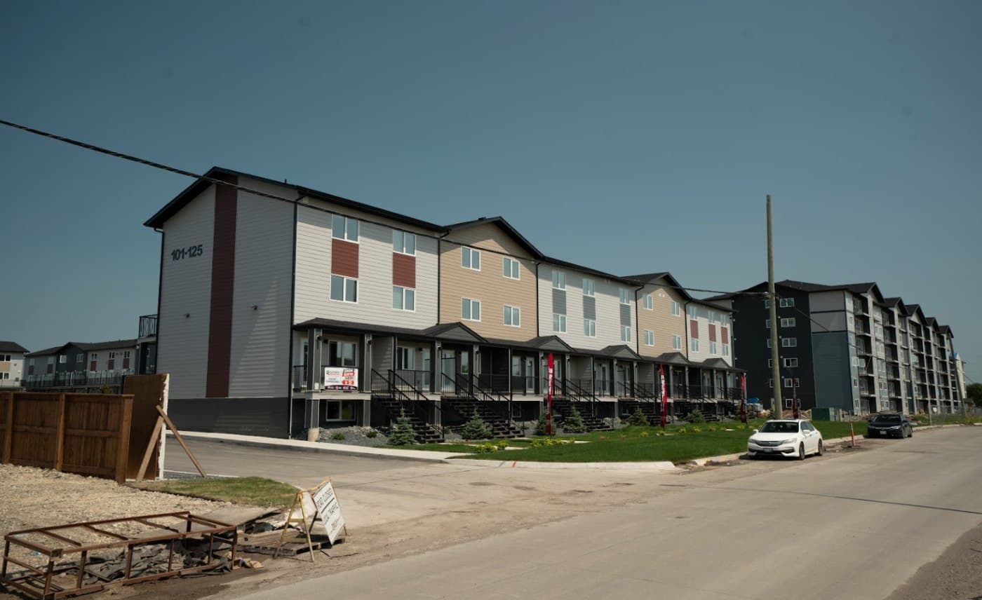 Finished townhome block at 1360 Templeton Avenue, Winnipeg