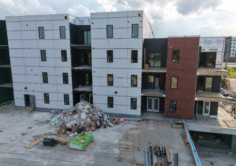 Cladding going up at 307 Grassie Boulevard